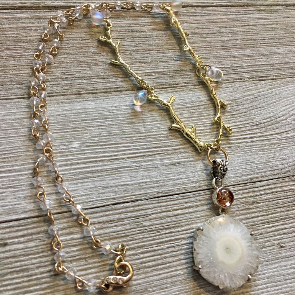Gold Twig Solar Quartz Woodland Queen Necklace